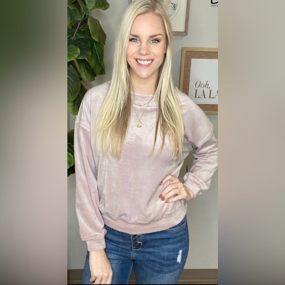 🆕💕Mono B💕 Blush Brushed Velour style Pullover💕 - Picture 1 of 3